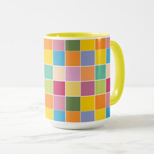 Playful Springtime Checkers Mug (Front Right)