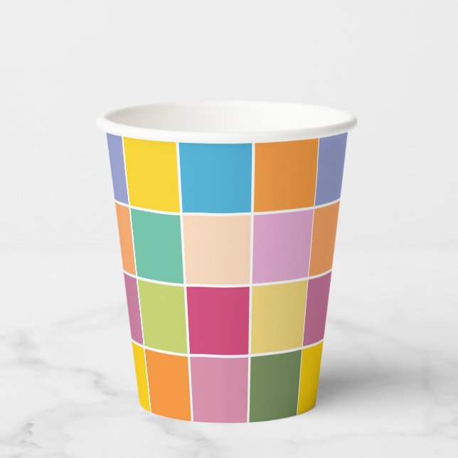 Playful Springtime Checkers  Paper Cups (Front)