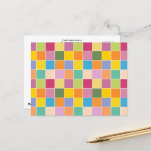 Playful Springtime Checkers Postcard