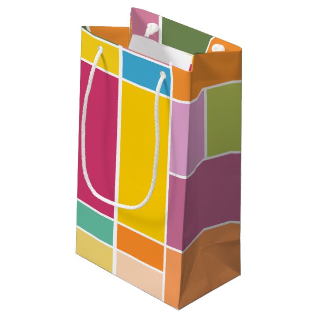 Playful Springtime Geometric Blocks Small Gift Bag (Back Angled)