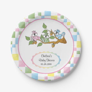 Playful Squirrel Baby Shower Theme Paper Plate