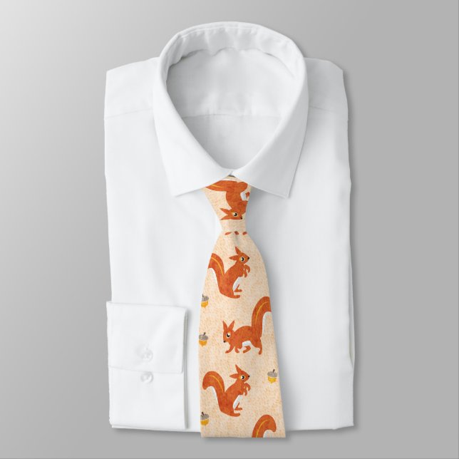 Playful Squirrels and Acorns Nature Lover Tie (Tied)