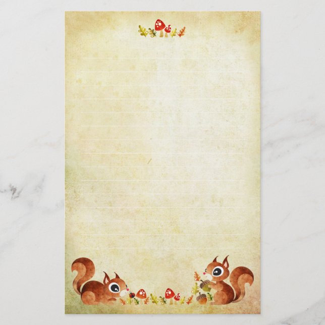 Playful Squirrels Stationery Writing Sheets (Front)