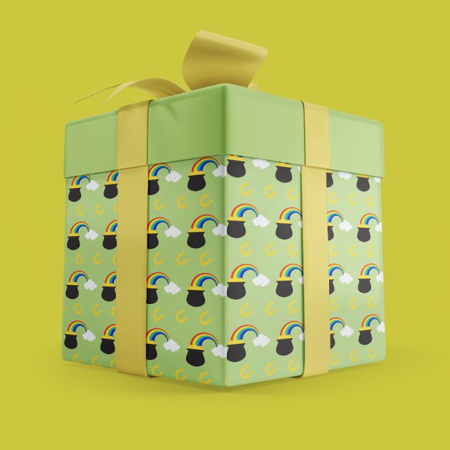 Playful St. Patrick’s Day Pot of Gold & Rainbow  Wrapping Paper (Playful St. Patrick’s Day Pot of Gold & Rainbow Wrapping Paper)