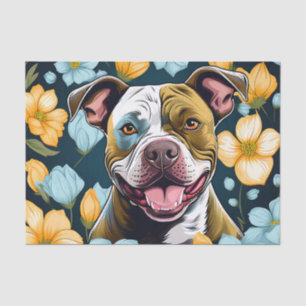 Playful Staffordshire Bull Terrier Floral Tissue Paper