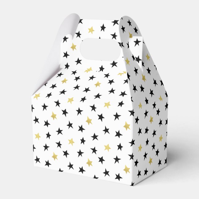 Playful Stars - Black & Gold Favour Box (Front Side)