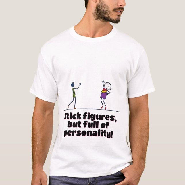 Playful Stick Figure Characters T-Shirt (Front)