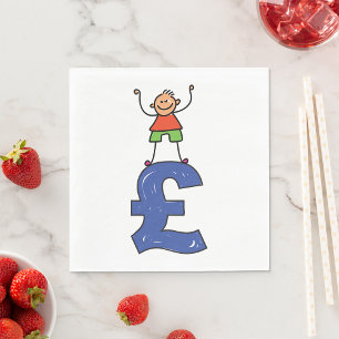 Playful Stick Figure Standing on Pound Napkin