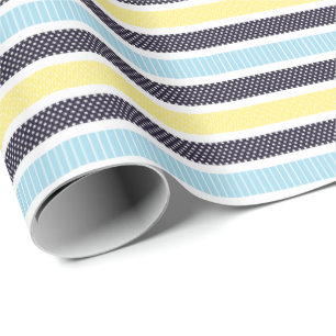 Playful Striped Polka Dot Pattern Wrapping Paper