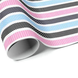 Playful Striped Polka Dot Pattern Wrapping Paper