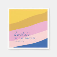 Playful Stripes Blue Yellow Custom Bridal Shower 