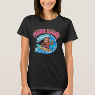 Playful Surfer Monkey - "Hang Loose" Ocean Wave T-Shirt