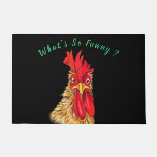 Playful Surprised Curious Rooster Doormat