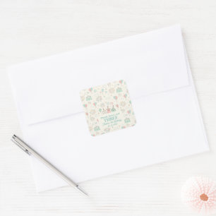 Playful Sweet and Three Kids Birthday Square Sticker