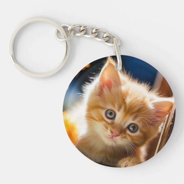 Playful sweet kitten  key ring (Front)