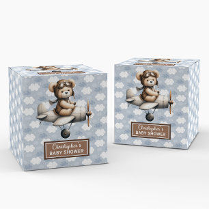 Playful Teddy Bear Pilot Baby Shower Favor Box