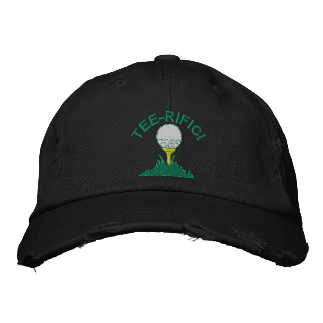 Playful "TEE-RIFIC" golf ball Embroidered Hat (Front)