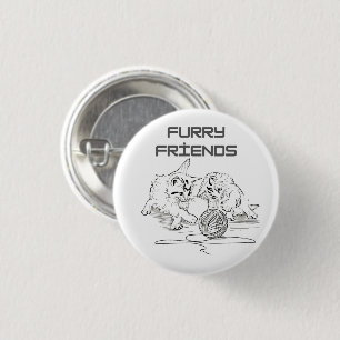 Playful Thread Tango — Two Kittens at Play T-Shirt 3 Cm Round Badge