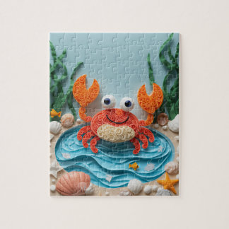 Playful Tide Pool Crab Paper Art Jigsaw Puzzle