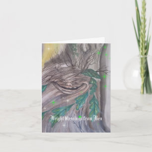 Playful tree spirit blessings card