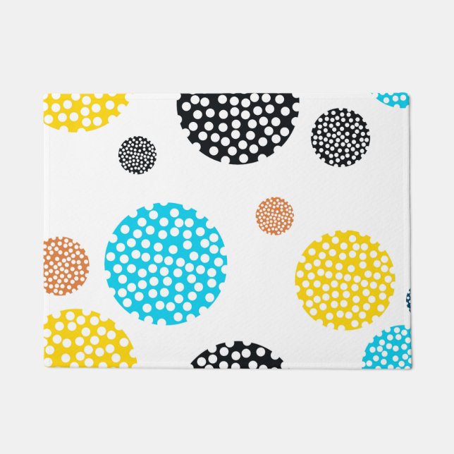Playful, trendy, cool, fun, modern dotted circles doormat (Front)