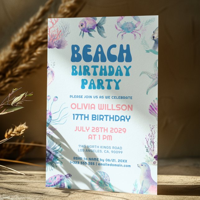 Playful Tropical Summer Beach Birthday Party  Invitation (Creator Uploaded)