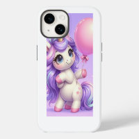 Playful Unicorn Holding a Balloon