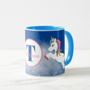 Playful unicorns add name mug