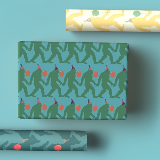 Playful & Unique Bright Colourful Birthday Bigfoot Wrapping Paper Sheet (Creator Uploaded)