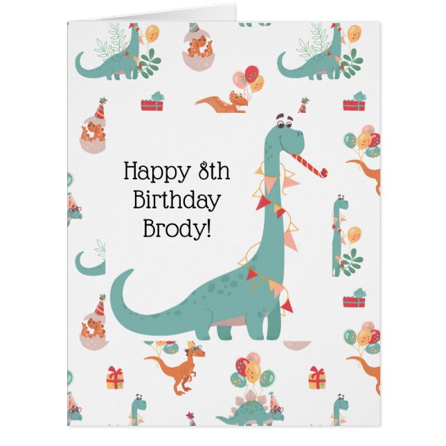 "Playful Velociraptor Birthday Card   (Front)