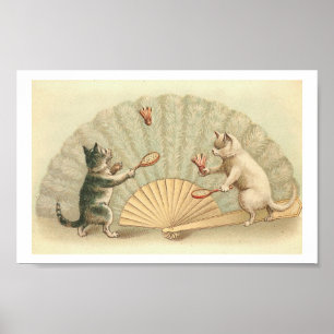 Playful Vintage Kitties Poster