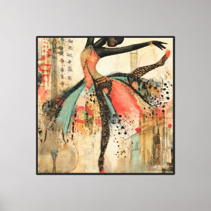 Playful Violin Music Lace Ballerina Canvas Print