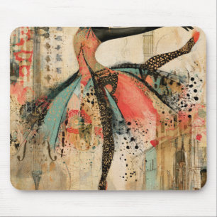Playful Violin Music Lace Ballerina Mouse Pad