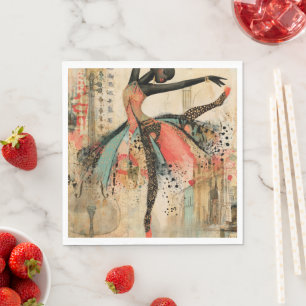 Playful Violin Music Lace Ballerina Napkin