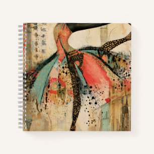Playful Violin Music Lace Ballerina Notebook