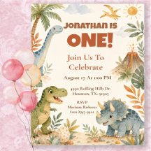 Playful Watercolor Dinosaur 1st Birthday Party