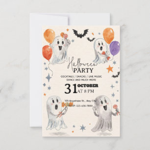 Playful Watercolor Halloween Party Invitation