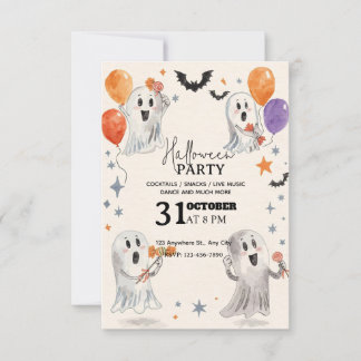 Playful Watercolor Halloween Party Invitation