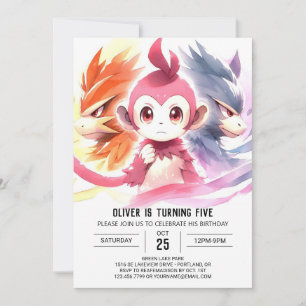 Playful Watercolor Monkey Birthday Invitation