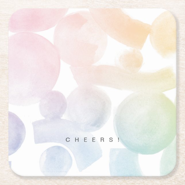 Playful Watercolor Pattern Paper Coasters (Front)