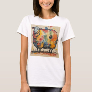 Playful Watercolor Sheep Painting T-Shirt