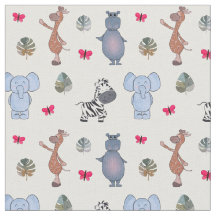 Playful Watercolour Safari Animals v.1 fabric