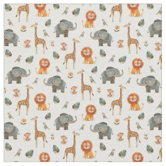 Playful Watercolour Safari Animals v.2 fabric