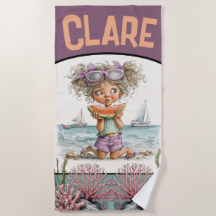 Playful Watermelon‑Loving Beach Kid Towel Design