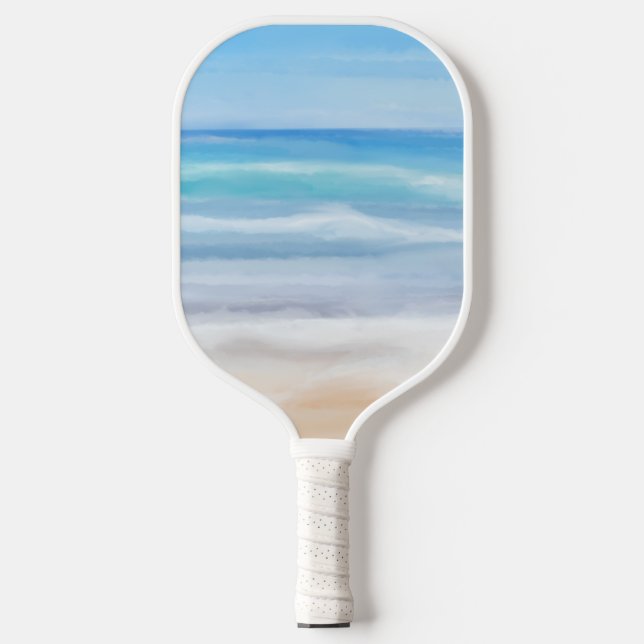 Playful Waves On A Sunny Day At The Beach Pickleball Paddle (Front)