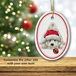 Playful Westie Santa Bulb Christmas Ceramic Tree Decoration