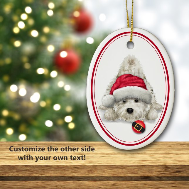 Playful Westie Santa Bulb Christmas Ceramic Tree Decoration (Creator Uploaded)