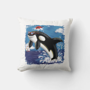 Playful Whale – Fun Ocean Art for Kids White Cushion