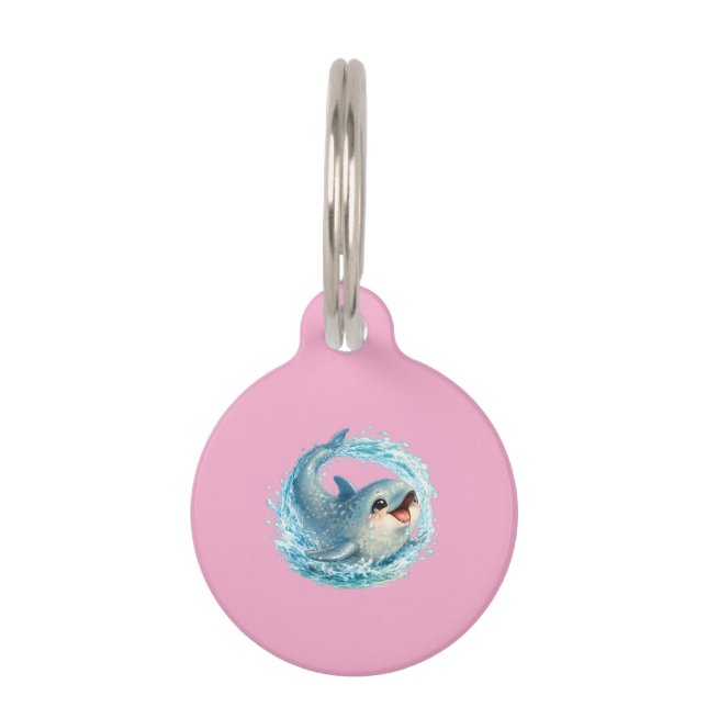 Playful Whale Ocean Conservation Design Pet Tag (Front)