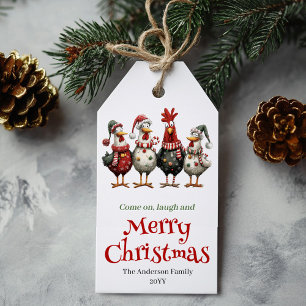Playful Whimsical Chickens Gift Tag Design